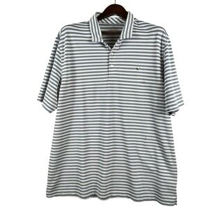 Vineyard Vines Polo Shirt Mens 2XL Blue White Stripe Performance Stretch Golf